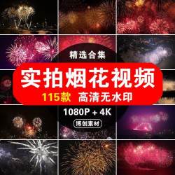 唯美烟花礼花新年过年绽放夜晚城市烟火秀夜景高清实拍短视频素材
