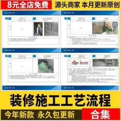 装修施工工艺流程PPT模板 室内装饰公司工程验收标准流程规范手册