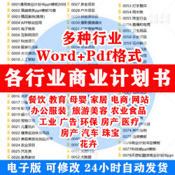 各行业商业计划书案例模板天使轮投融资中小企业创业项目策划方案