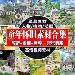 8090后童年人物动画抖音素材怀旧乡村生活绿幕短视频音效制作教程