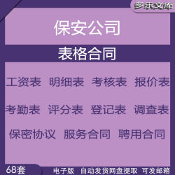 保安公司工资明细表考核表检查表格员工保密聘用服务劳动合同协议
