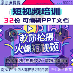 短视频平台内容打造拍摄剪辑矩阵运营策划方案培训教程PPT模板IP