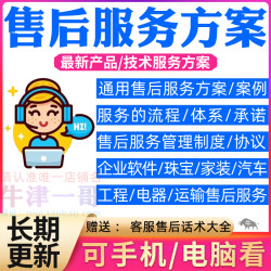 售后服务方案公司客户技术支持客服产品项目商品管理制度模板资料