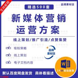 500套新媒体网络社交平台营销运营线上推广活动案例企策划方案