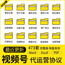 短视频号直播代运营策划方案管理合同签约协议计划书案例资料