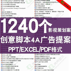 4A广告提案创意脚本ppt策划案宣传片平面创意文案剧本影视资料