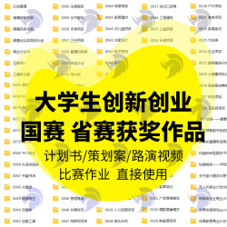大学生创新创业计划书word范文PPT模板商业策划案互联网+国赛路演