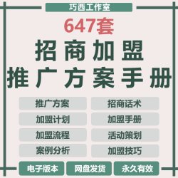 招商加盟推广方案项目招商计划策划餐饮连锁品牌专卖店话术案例全