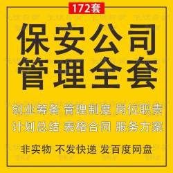 保安公司运营管理资料全套创业筹备岗位职责工作制度总结服务方案