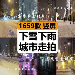 夜景城市街道走拍下雪雨人车流情感伤感音乐号短视频高清竖屏素材