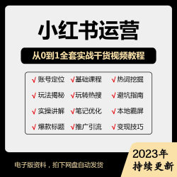 小红xhs书运营课程种草笔记实操课内容策划xhs零基础自学视频教程