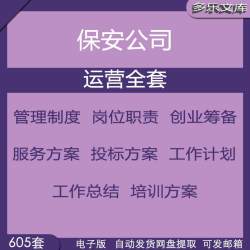 保安公司运营管理制度岗位职责管理服务投标方案表格合同创业筹备