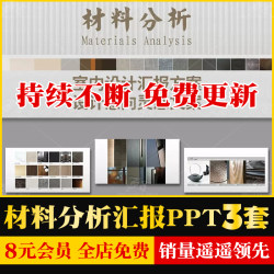 材料分析汇报PPT模板 室内设计方案排版细节图参考装修图集资料库
