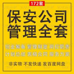 保安公司运营管理资料全套创业筹备岗位职责工作制度总结服务方案