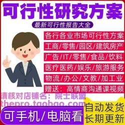 可行性研究方案公司市场投资项目服务商业评估融资分析报告计划书