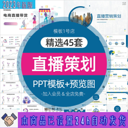 网络直播带货运营策划PPT模板电商直播营销策略方案汇报抖音淘宝
