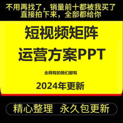 企业短视频矩阵账号抖音快手视频号运营策划方案PPT课件培训教案