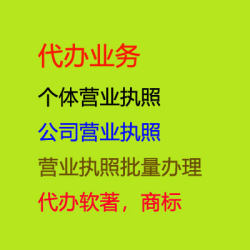 代办个体营业执照,营业执照批量办理,公司营业执照,软著,商标,最快1个工作日下执照